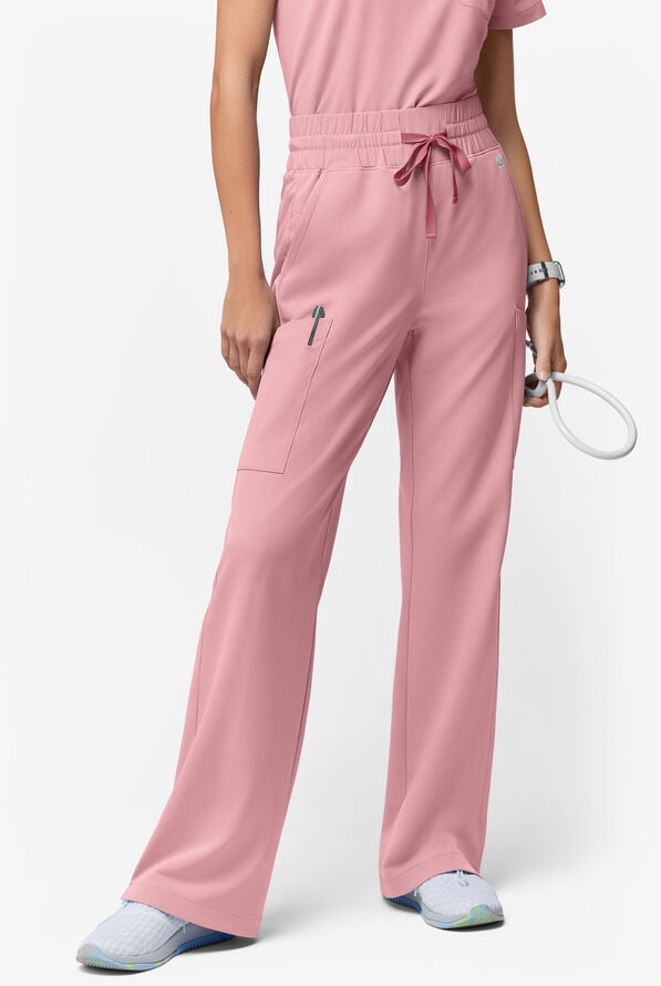 ReSurge Crystal Women's 7-Pocket High Waisted Wide Leg Pant - Primrose Pink - 1
