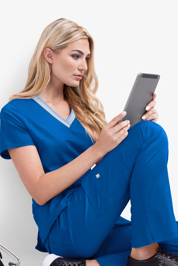 Butter-Soft STRETCH Women's 10-Pocket Active Yoga Scrub Pants - Tall - Royal - 2