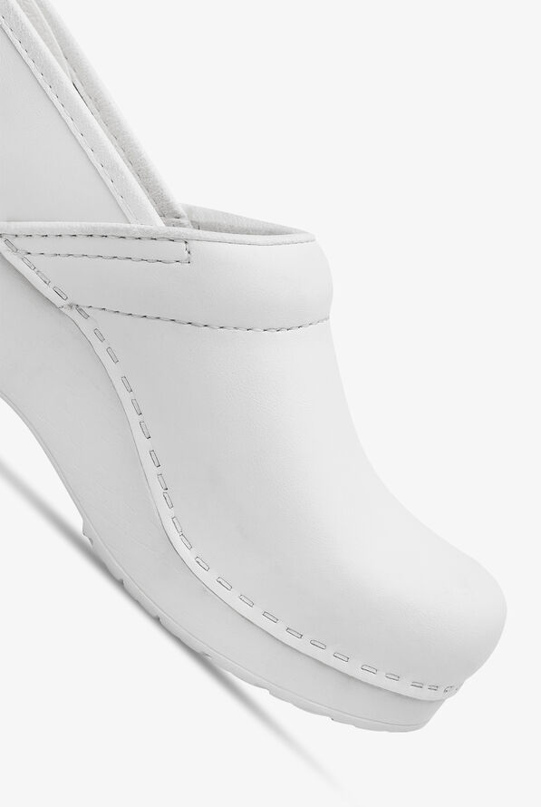 Dansko Unisex Professional Box Leather Clogs - White - 3