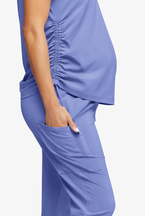 Pantalón médico de maternidad Easy STRETCH Chrissy estilo jogger con piernas pitillo y 4 bolsillos para mujer - Ceil Blue - 2
