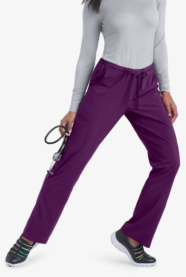 Easy STRETCH Eden Women's 4-Pocket Drawstring Scrub Pants - Eggplant - 3