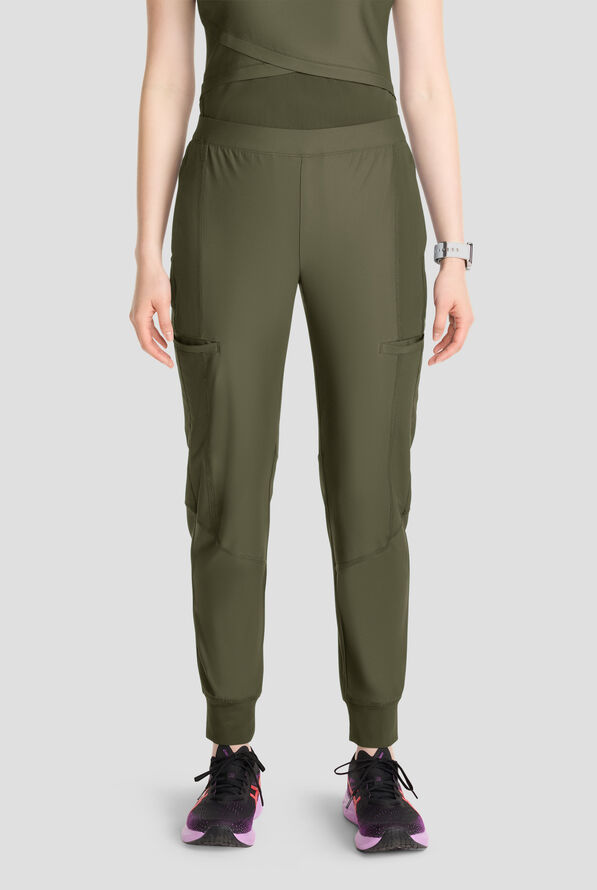 Infinity GNR8 Kinetic Knit Women's 4-Pocket STRETCH Cargo Jogger Scrub Pants - Sap Green - 1