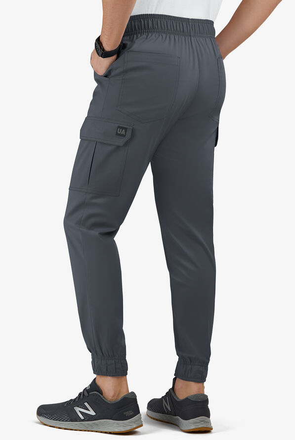 Butter-Soft STRETCH Men's 7-Pocket Cargo Jogger Scrub Pants - Pewter - 2