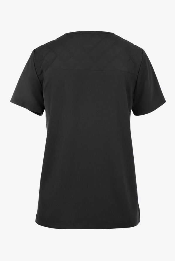 Healing Hands Limited Edition Kiana Women's 1-Pocket STRETCH Quilted V-Neck Scrub Top - Black - 2