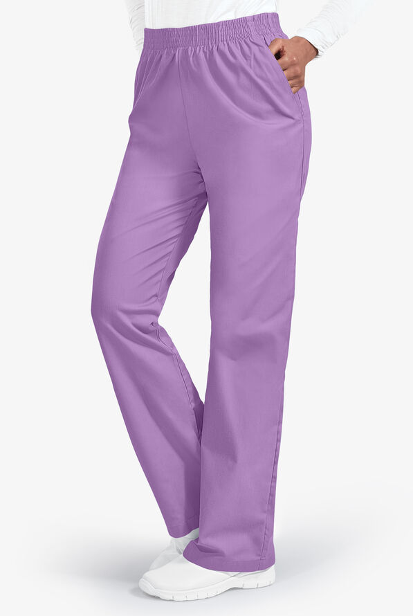 Butter-Soft Core Women's 2-Pocket Elastic Waist Scrub Pants - Tall - Orchid - 1