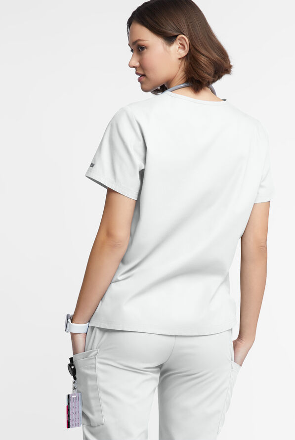 Butter-Soft Originals Women's 2-Pocket V-Neck Scrub Top - White - 3