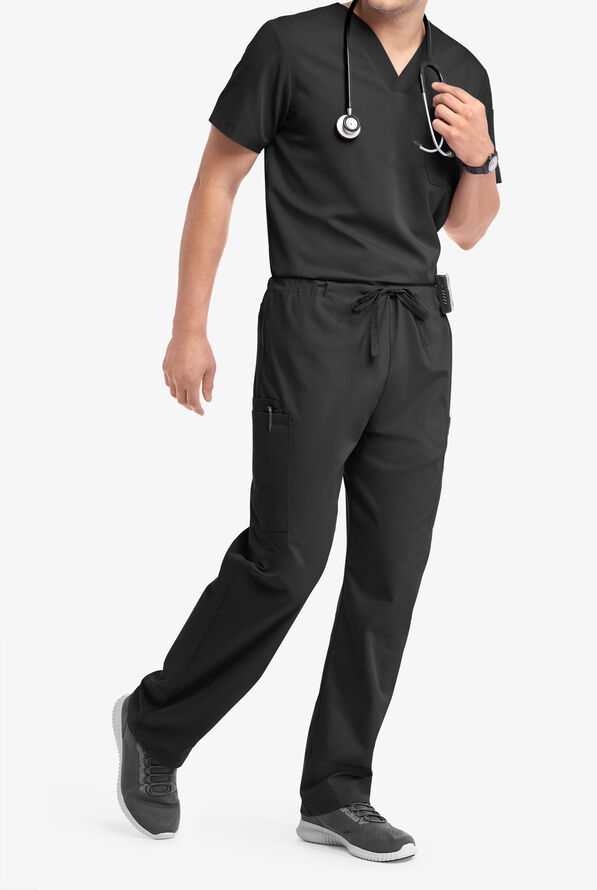 Pantalón médico unisex Butter-Soft Core by UA™ petite estilo cargo con cordón y 4 bolsillos  - Black - 6