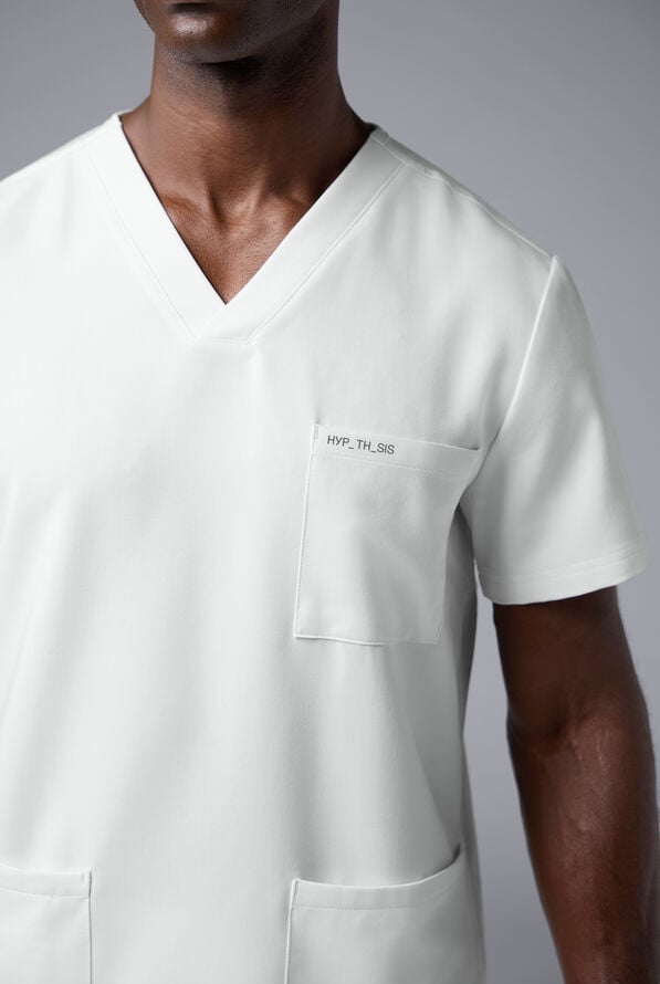 Hypothesis S-R Shift Ready Men's 4-Pocket V-Neck Scrub Top - White - 4