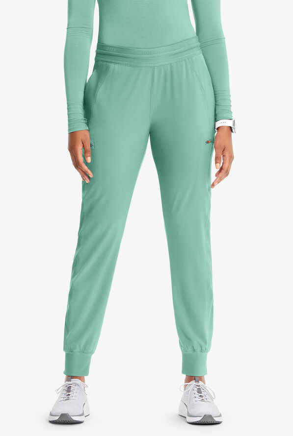 Pantalón médico Infinity GNR8 STRETCH estilo cargo jogger con cordón y 4 bolsillos para mujer - Matcha Latte - 1