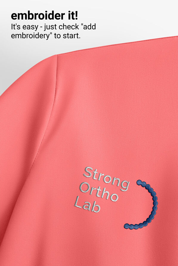 Planet koi Kallani Women's 1-Pocket STRETCH Rouched Shoulder Jewel Neck Scrub Top - Sunset Coral - 3