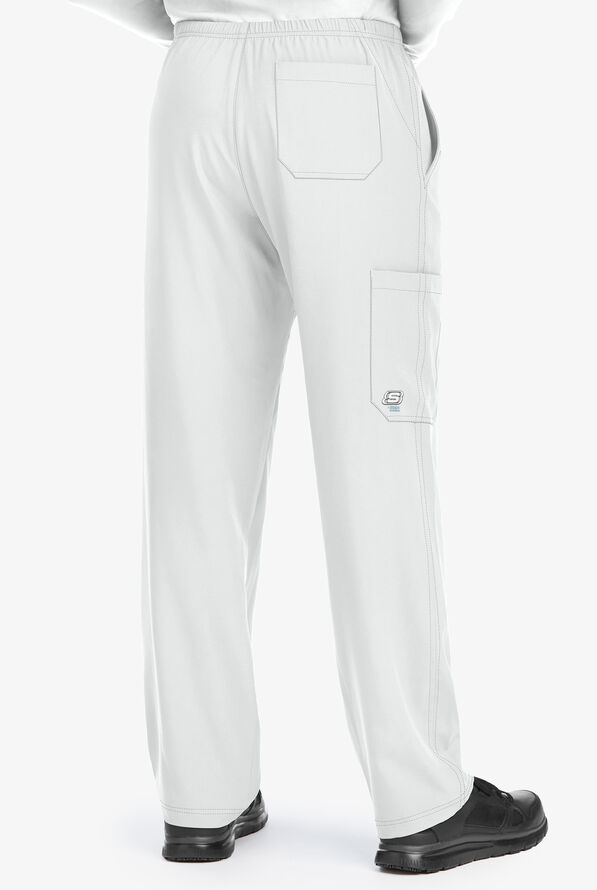 Skechers by Barco Structure Men's 4-Pocket STRETCH Cargo Scrub Pants - White - 2