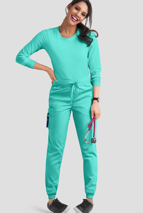 Pantal&oacute;n m&eacute;dico Butter-Soft STRETCH estilo cargo jogger con 5 bolsillos para mujer - Aqua Dust - 2