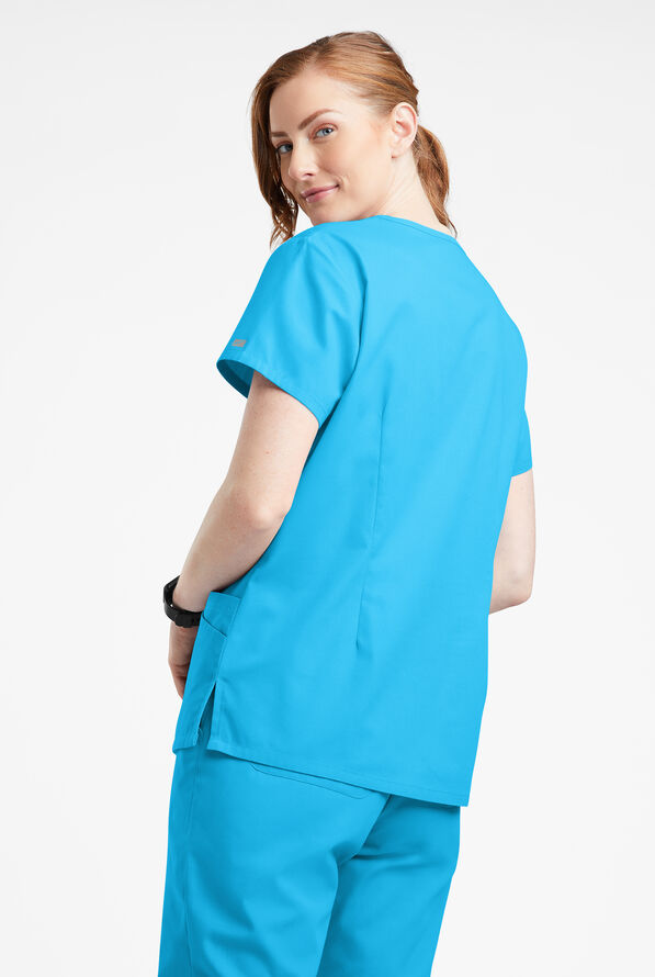 Blusa m&eacute;dica Butter-Soft Originals con cuello en V curvo y 7 bolsillos para mujer - Turquoise - 3