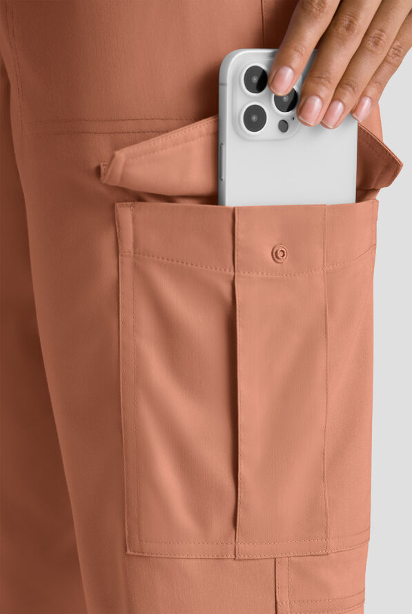 Butter-Soft STRETCH FLXTEK+ Women's 8-Pocket Cargo Jogger Scrub Pant - Tall - Terracotta - 3