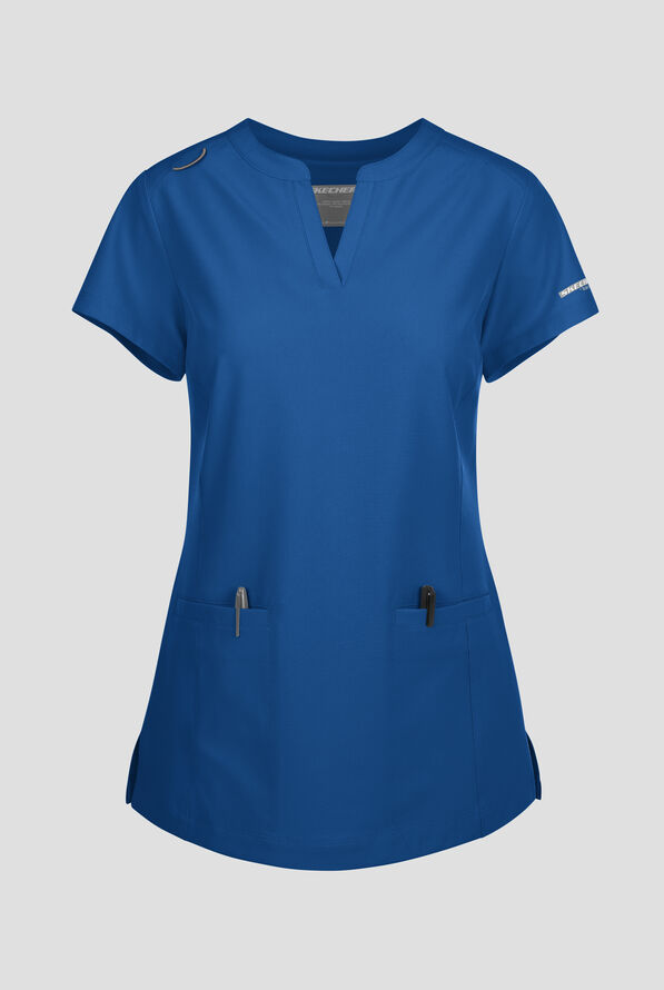 Blusa m&eacute;dica Skechers by Barco Coast STRETCH con tapeta en el cuello en V y 2 bolsillos para mujer - Royal - 1