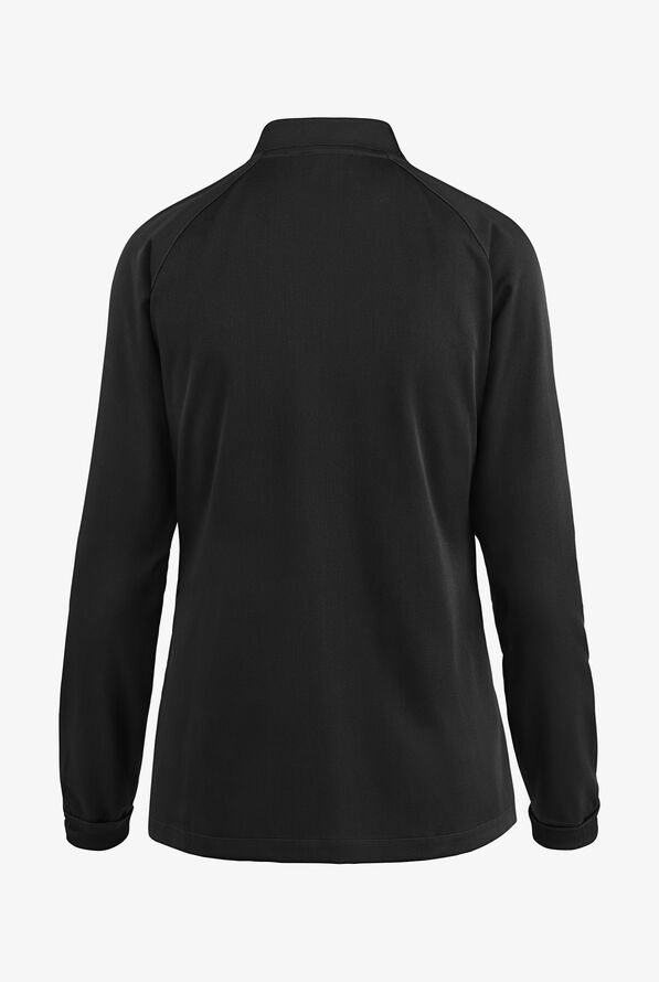 Med Couture Touch Women's 4-Pocket STRETCH Raglan Sleeve Zip Front Scrub Jacket - Black - 2