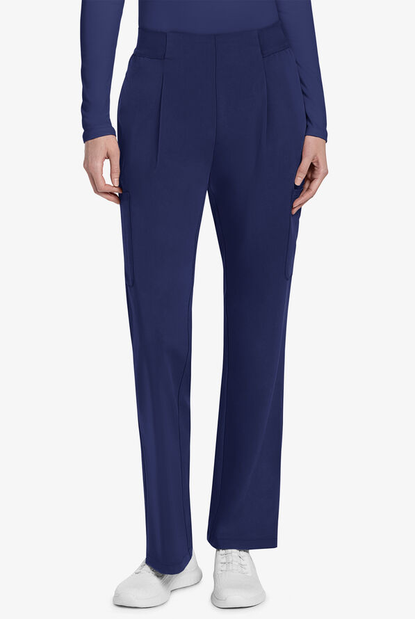 Cherokee Atmos Women's 4-Pocket STRETCH Coolmax Cargo Moderate Flare Scrub Pants - Navy - 1