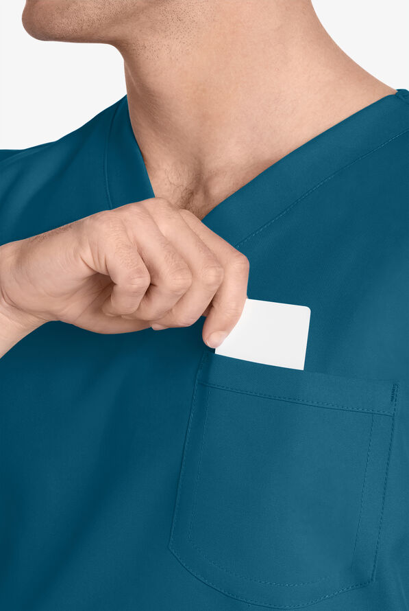 Blusa m&eacute;dica unisex Cherokee Workwear Originals Ultra con cuello en V y 1 bolsillo - Caribbean Blue - 3