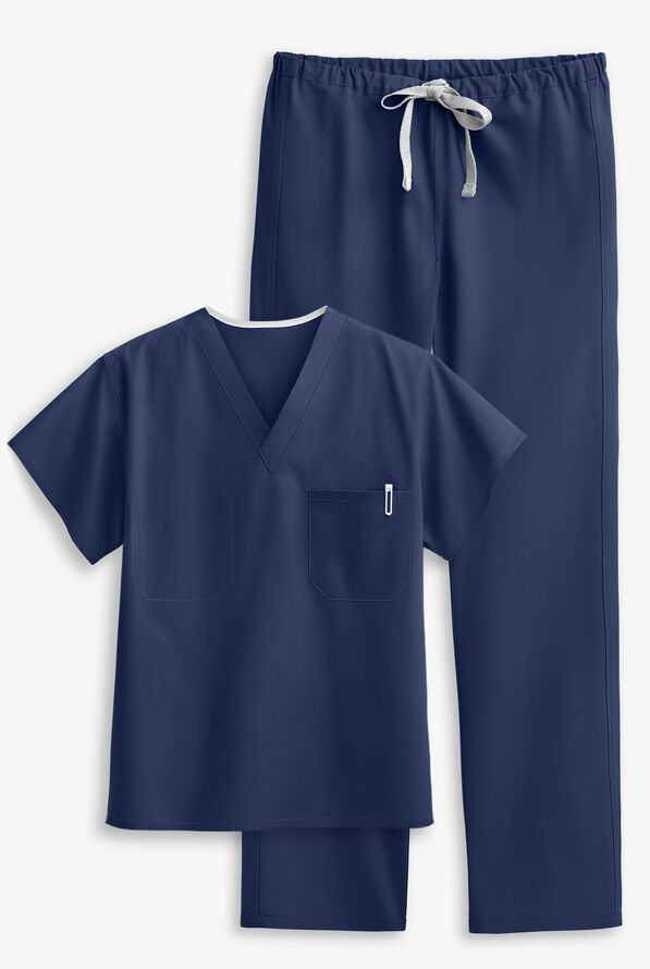 Strictly Scrubs Unisex 4-Pocket Reversible Scrub Set - Navy - 1