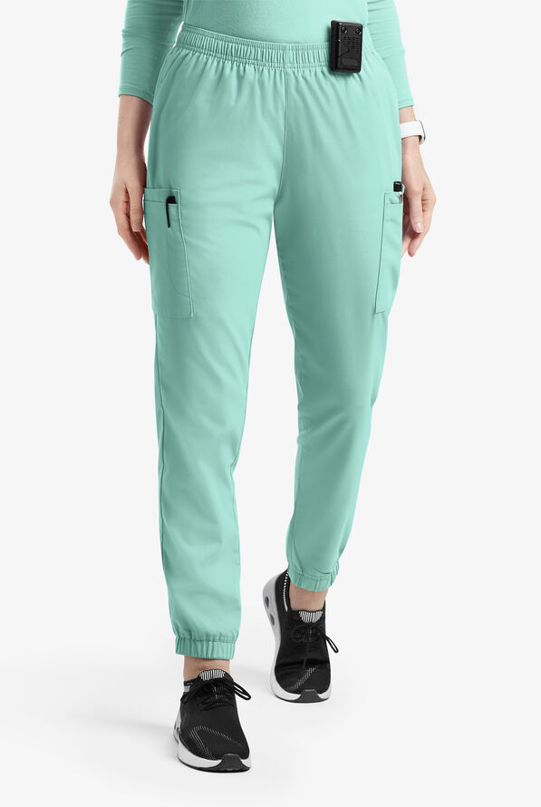 Butter-Soft Originals Women's 7-Pocket Tapered Jogger Cargo Scrub Pants - Water Mint - 1