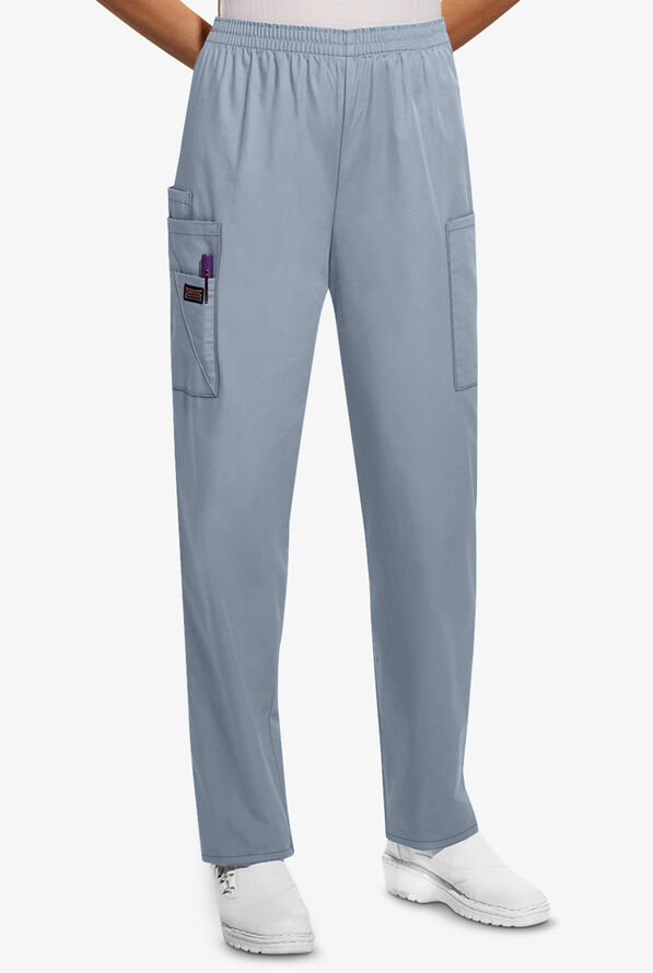 Cherokee Workwear Women's 4-Pocket Elastic Waist Utility Scrub Pants - Grey - 1