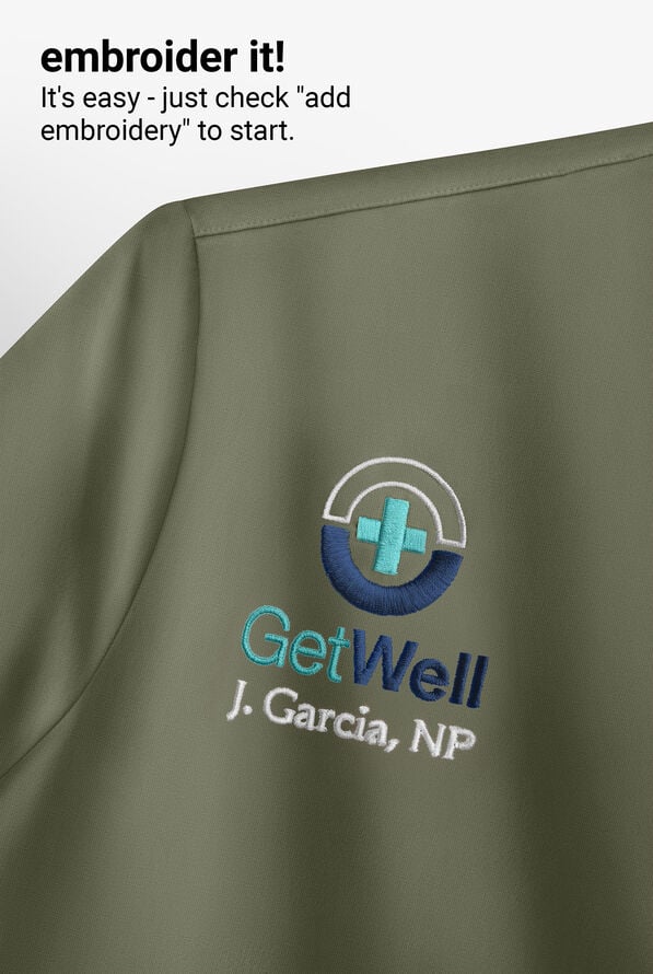 Blusa m&eacute;dica Med Couture Insight con cuello en V y 4 bolsillos para mujer - Olive - 5