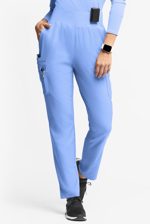Pantalón médico WhisperLite Semira estilo cargo inspirado en el yoga con 11 bolsillos para mujer - Ceil Blue - 1