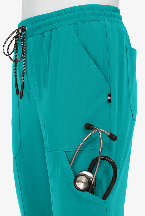 koi Next Gen Good Vibe Women's 7-Pocket STRETCH Jogger Scrub Pants - Teal - 3