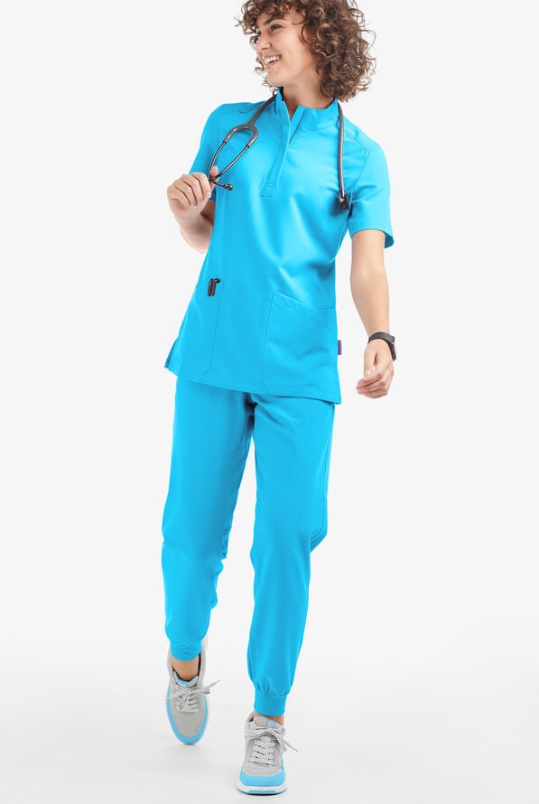 Blusa m&eacute;dica Movement by Butter-Soft con cremallera y 6 bolsillos para mujer - Turquoise - 4