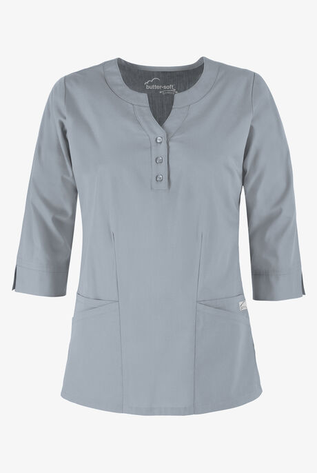 Butter-Soft STRETCH Women's 4-Pocket 3/4" Sleeve Round Neck Scrub Top