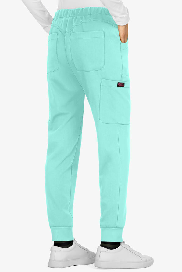 Betsey Johnson Aster Women's 6-Pocket STRETCH Cargo Jogger Scrub Pants - Petite - Fresh Mint - 2