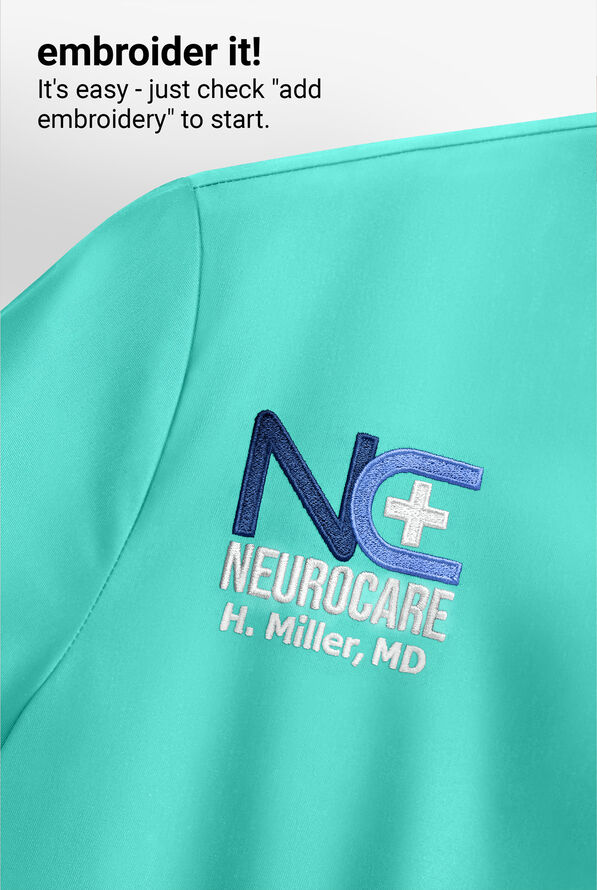 Easy STRETCH Chloe Women's 3-Pocket V-Neck Tuck-In Scrub Top - Aqua Dust - 8