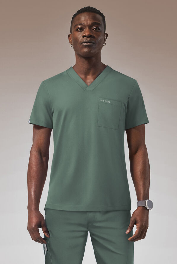 Hypothesis Omni V Men's 1-Pocket Tuck In V-Neck Scrub Top - Olive - 1