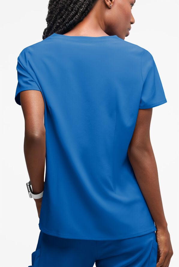 Blusa m&eacute;dica Easy STRETCH Salma con cuello ojo de cerradura y 3 bolsillos para mujer - Royal - 2