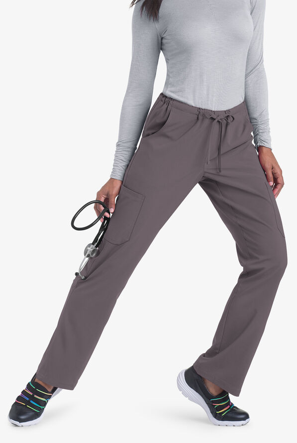 Easy STRETCH Eden Women's 4-Pocket Drawstring Scrub Pants - Grey Stone - 3
