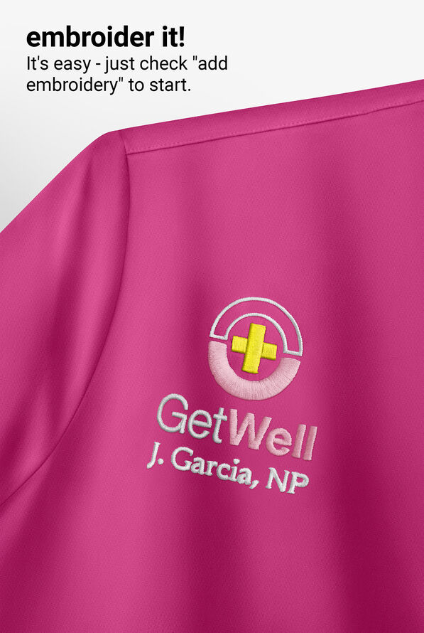 Cherokee Workwear Women's 3-Pocket V-Neck Scrub Top - Shocking Pink - 4