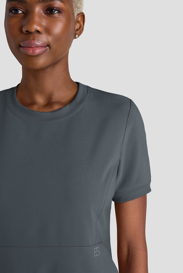 Blusa m&eacute;dica Easy STRETCH con cuello redondo y 2 bolsillos para mujer - Pewter - 4