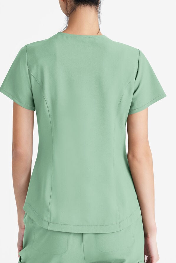 Grey's Anatomy by Barco Evolve STRETCH Rhythm Women's 2-Pocket V-Neck Scrub Top - Soft Melon - 3