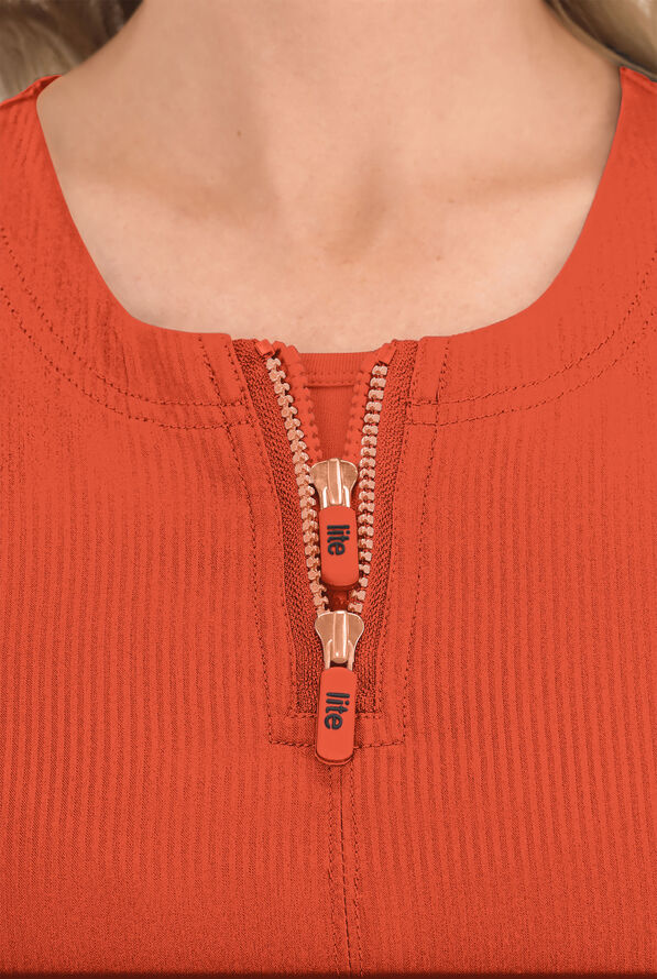 koi Lite&trade; Serenity Women's 4-Pocket Double Zipper Scrub Top - Terracotta - 3