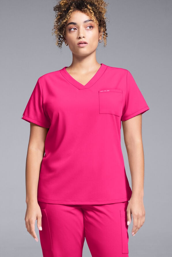 Hypothesis Women's Base V-Neck Tuck-In Scrub Top - Reactive Pink - 1