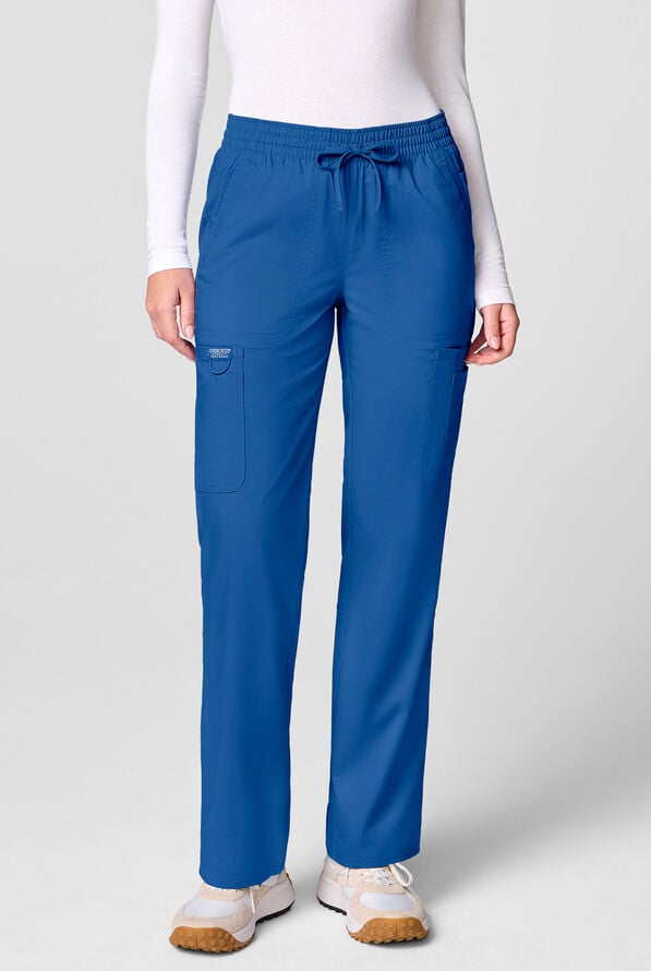 Cherokee Workwear Revolution Women's 12-Pocket STRETCH Drawstring Straight pant - Petite - Royal - 1