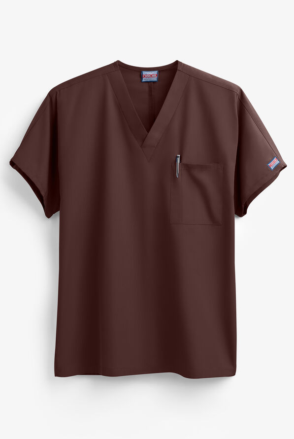 Cherokee Workwear Unisex 1-Pocket V-Neck Scrub Top - Chocolate - 1