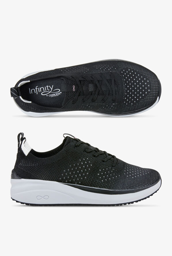 Infinity by Cherokee Women's Everon Knit Black/White Athletic Lace Up