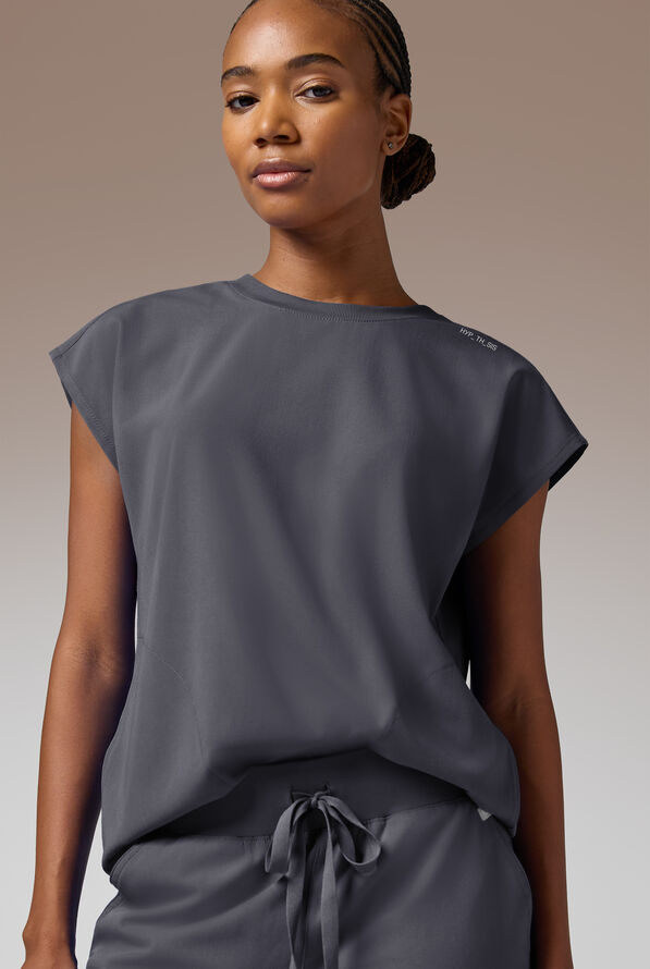 Blusa m&eacute;dica Hypothesis DM Crew de corte holgado con mangas dolm&aacute;n y 2 bolsillos para mujer - Pewter - 1