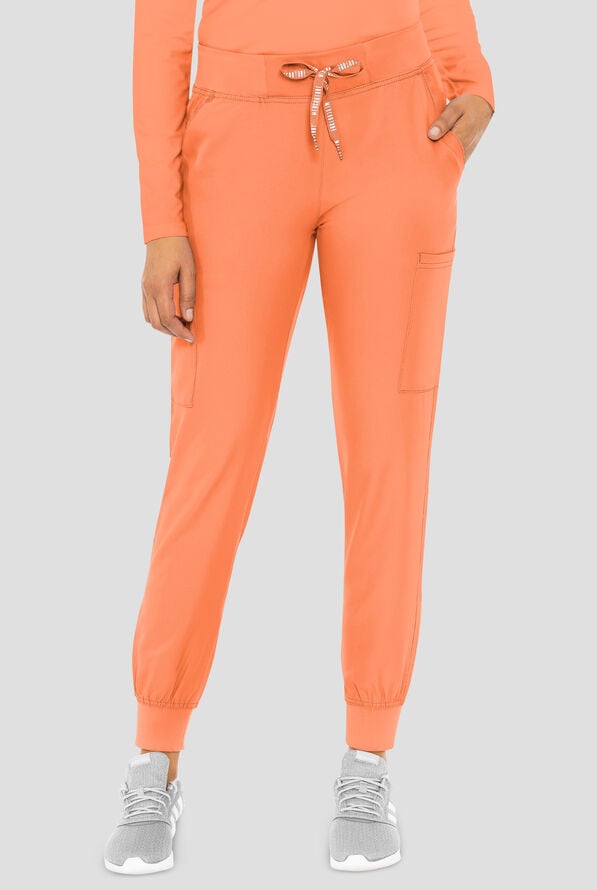 Med Couture Insight Women's 6-Pocket Cargo Jogger Scrub Pants - Papa Don't Peach - 1