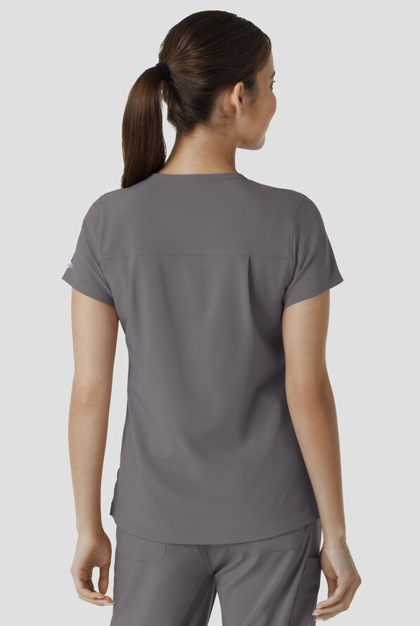 Carhartt Cross-Flex Force Women's 1-Pocket STRETCH Knit Panel Tuck In Scrub Top - Pewter - 3