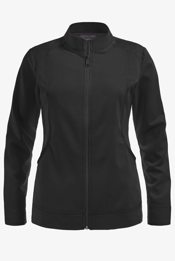 Healing Hands Purple Label Dakota Women's 2-Pocket STRETCH Scrub Jacket - Black - 1