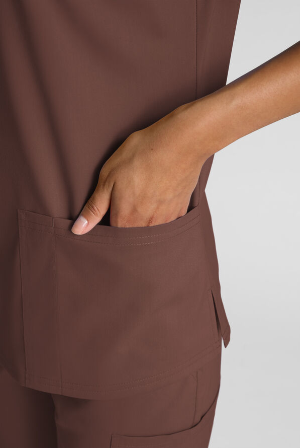Butter-Soft STRETCH Women's 4-Pocket V-Neck Scrub Top - French Roast - 6