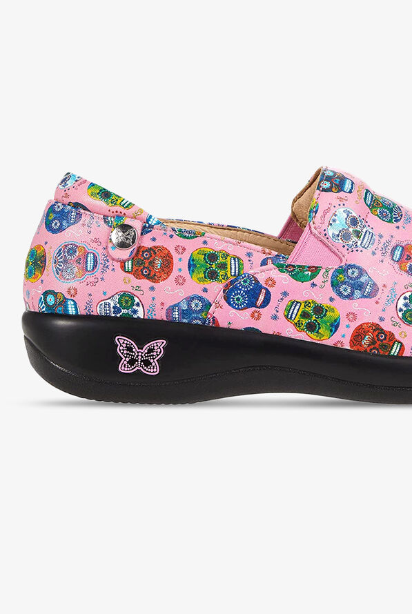 Alegria Women's Keli Sugar Skulls Pink Nursing Slip On Shoes - null - 4