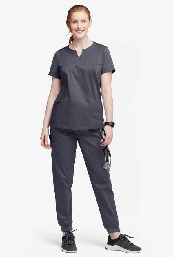 Butter-Soft STRETCH Women's 5-Pocket Cargo Jogger Scrub Pants - Tall - Indigo Denim - 4